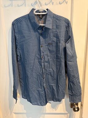 Volcom Men's Blue Grid Button-Down Shirt